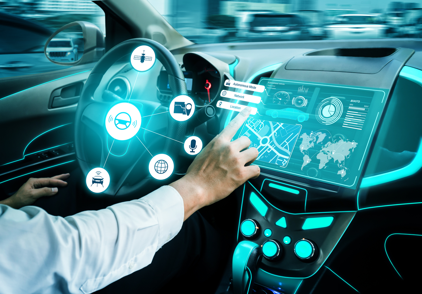 Iustração de infotainmet em um carro